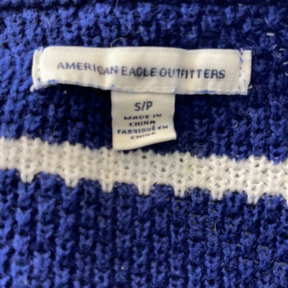 American Eagle Outfitters Nautical Navy & White Striped Open Front Knit Cardigan - Picture 14 of 16